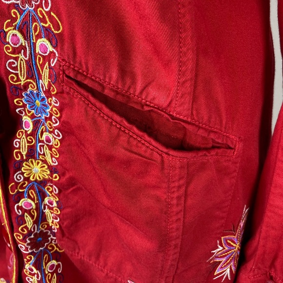 Johny Was Red Embroidered Tunic Coat - Festival Wear - Coachella Outfit - S/M - Picture 5 of 12